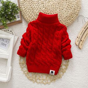 Pullover F Kids Girl Sweater Tricots Turtleneck Baby Winter Tops Solid Color Sweaters Autumn Boy Warm Pull 230801