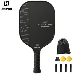 Tennis Rackets JIKEGO Thermoformed Raw Carbon Fiber Pickleball Paddle Set 16mm Graphite Racquet Pickle Ball Racket Professional Lead Tape Cover 230731