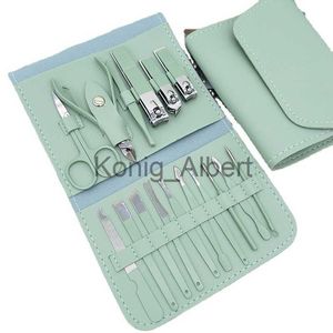 Nail Clippers Manicure Set Nail Clippers Tools Household 12/16Pcs Green Stainless Steel Ear Spoon Nail Cutters Scissors Kit For Manicure Tools x0801