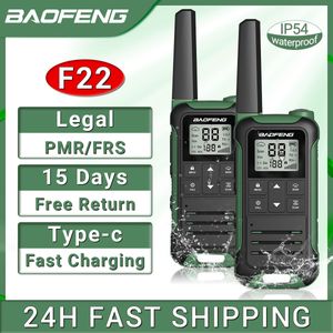 Walkie Talkie 2pcs Baofeng F22 PMR4 FRS Mini License Free Portable Vox Type C Зарядное устройство Long Range 2 Way Radio для кемпинга EL 230731