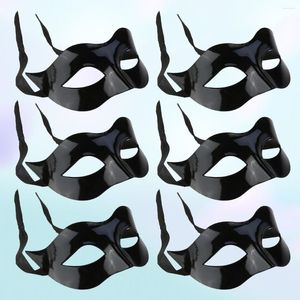 Bandanas 6 adet maskeli balo maskesi plastik, 17 8cm erkek parti siyah cosplay yarım yüz adam yapmak