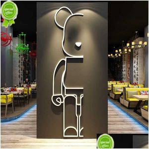 Wall Stickers Bearbrick Sticker Acrylic Bear Brick Mirror Cartoon Block Bedroom Living Room Home Decor Drop Delivery Garden Dhnrh