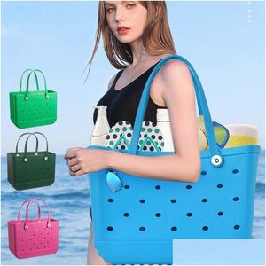 Сумки для хранения Bogg Bag Sile Beach Custom Tote Fashion Eva Пластик Женщины Женщины Летняя капля Домашняя Домашняя Организация Гардейки Организация DHJ7B