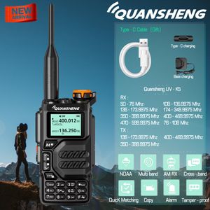 Walkie Talkie Quanssheng UV K5 Long Range Air Band 2 Way Radio 5W High Power 1600MAH Portable 200 каналов Free C Cable 230731