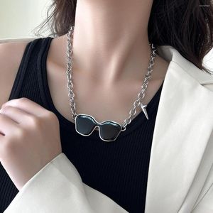 Anhänger Halsketten Paar Titan Stahl Sonnenbrille Halskette Herren Einfache Vielseitige Stern Pullover Kette Mode Damen Schmuck Accessoires