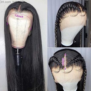Sentetik peruklar kemik düz insan saç perukları dantel kapama peruğu çiğ Hint Remy Siyah kadınlar için ucuz insan perukları Z230801