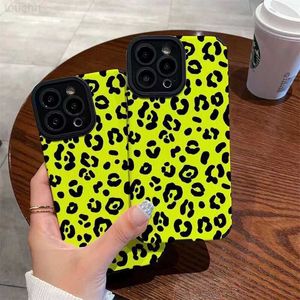 Корпуса сотового телефона Leopard Print Green Phone Case для iPhone 13 Pro Max 14 плюс 11 12 Shock -Resep Bumper Back Cover для iPhone XR XS X 7 8 плюс 6S 6 L230731