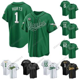 2023 Kelly Green Jalen Hurts Eagles Baseball Jersey Jason Kelce D'Andre Swift AJ Brown DeVonta Smith Darius Slay Jr Dawkins Jason Brian Dawkins Haason Reddick White