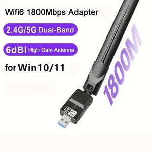 AX1800 WiFi USB Adaptörü, WiFi 6, Mu-Mimo, 802.11ax çift bantlı gigabit kablosuz, takma ve oynatma, yüksek hızlı uzun menzilli USB oyun adaptörü