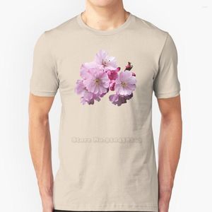 Мужские рубашки крупным планом вишневых цветов смешные печатные мужские рубашка лето в стиле хип -хоп повседневные цветущие деревья розовые