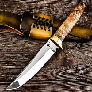 Pcs GB G1500 Survival Straight knife Titanium Coated Drop Point Blade Outdoor Camping Hiking Hunting Tactical Knives With Kydex