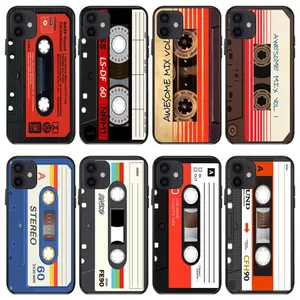 İPhone 15 için vintage kaset bant yumuşak kasa 14 Pro Max 13 12 11 xr xs 8 7 iPhone15 Retro Stil TPU Silikon Mobil Akıllı Telefon Geri Kapak Cilt