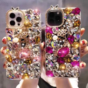 Корпуса сотового телефона роскошные кристал Fox Bling Diamond Phone Case для iPhone X XS XS 13 11 Pro Max 12 Pro 7plus 5S 6 S 7 8 Plus SE Mini + Cover L230731