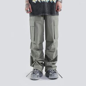Erkekler pantolon tonu dönemi paraşüt kargo erkekler büyük boylu yeşil pantolonlar erkek Kore sokak kıyafetleri hip hip gevşek gündelik pamuk safari stil