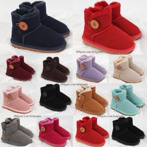 Kinder Australien Mini Bailey Classic Button II Stiefel Kinder Mädchen Schneestiefel Pelz Winter Warme Ugglies Jugend Große Kinderschuhe Kleinkind WGGs Baby Booties Ches E8Wl #