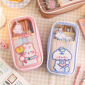 Pencil Bags Kawaii Stationery Case For Girls Transparent School Cases Trousse Scolaire Girl Kit Cute Korean 230802