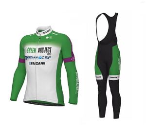 Гоночные наборы зимний флис Thermal 2023 Green Project Bardiani CSF Faizane Team Cycling Jersey Jerse