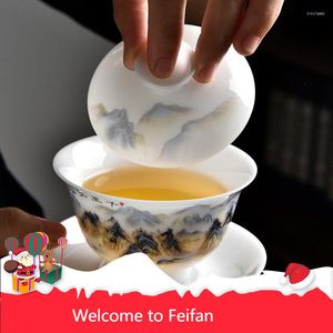 Миски Feifan Seade Seade Lecele Jade Ceramic Tea Set Home Master Cup One Hand Gift Box