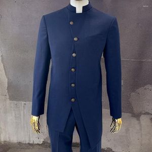 Men's Suits Custom Made Safari For Men 2 Piece With Stand Collar Formal Jacket And Pants African Groom Wedding Tuxedo Costume