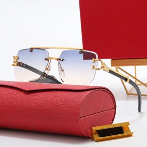 Gafas de sol para mujer, gafas de sol cuadradas de diseñador, lentes con decoración de metal, montura de doble nariz, patas de madera negras, lentes bicolor, estilo americano, gafas sin montura, gafas de sol para hombres