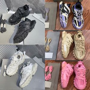 Tasarımcı Sneakers Erkek Ayakkabı Kadın Spor Ayakkabı Track 3 3.0 Deri Eğitimler Platform Sneaker Düz Kauçuk Ayakkabı Dantel Up Led Trainer Lüks Açık Kutu