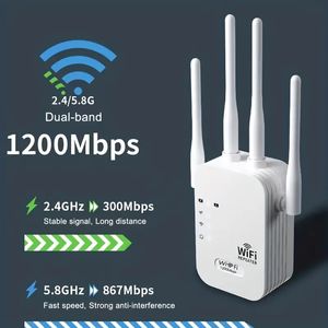 US Plugure, Wi-Fi Extender, Wi-Fi Booster 6x сильнее 1200 Мбит / с двойной полосы Wi-Fi 2,45 ГГц (8500sq.ft), сигнал Wi-Fi Сильный