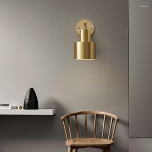 Duvar lambası Pirinç Basit LED Işık Dönebilir Nordic Modern Tip Çörek Dondurma Oturma Odası Başucu El Barları E27 Tutucu