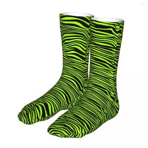 Erkek çorap moda kadınlar rahat neon yeşil zebra baskı hayvan desen yüksek kaliteli çorap bahar yaz sonbahar kış