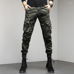 Pantaloni da uomo American Fashion Label Retro Camouflage Military Leggings dimagranti Spring Slim Fit Multi Pocket Pure Cotton Work Casua