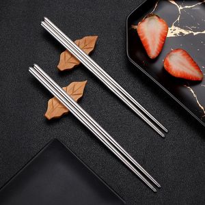 Chopsticks 1 Pairs Chinese Metal Household High Temperature Sterilizable Non-slip Stainless Steel Kitchen Accessories