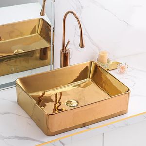 Banyo Lavabo muslukları Avrupa tarzı seramik kare masa havzası yıkama evi küçük boyutlu gül altın sanatlar arası single