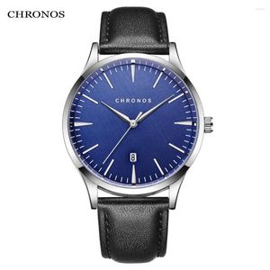 Bilek saatleri Chronos Erkekler Kuvars İzle Çelik Bilezik örgü kanca tokası Su geçirmez ve dirençli basit erkek kol saati ch27