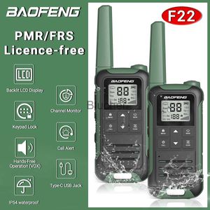 Walkie Talkie Mini Baofeng PMR 446 FRS F22 Walkie Talkie Rechargeable Portable Long Range Powerful Hunting Twoway Radio Support TypeC 2PCS x0802