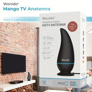 Телевизионная антенна внутренняя HD Digital Antenna для телевизионного приема в 250+ миль, Smart TV Antenna Support 4K 1080p Все локальные каналы 17 футов коаксиальных кабельных кабельных кабелей магнитная база