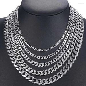 Correntes 15 peças colar de link cubano de aço inoxidável para homens manchar a cadeia de meio -fio pesada grátis 6 mm 20 polegadas