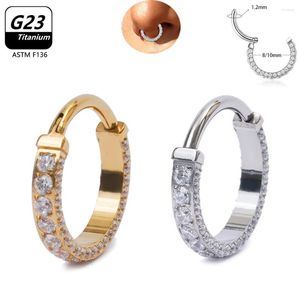 Brincos de Argola G23 Titânio Zircônia Segmento Articulado Pedras CZ Clicker Rings Nariz Cartilagem Tragus Body Piercings Acessórios