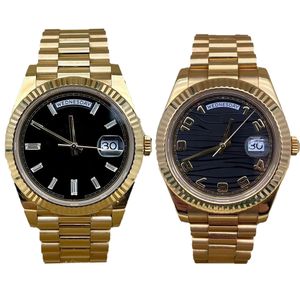С коробками высококачественных часов New Version Day Date 18k желтого золота алмазной рамки 41-миллиметровый диск. Автоматические модные мужские часы Rbr.