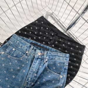 Tam Rhinestone Jeans Kadın Düz Denim Pantolon İlkbahar Yaz Jean Pantolon Günlük Stil Denim Pantolon