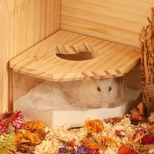 Küçük Hayvan Malzemeleri Pet Kum Banyo Kutusu Fan Şekli Hamster Kafesi Köşesi Tuvalet Squirrels için Temiz Banyo Evi 230802