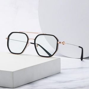 Güneş Gözlüğü Moda Japonya Anti-mavisi hafif metal gözlükler çerçeve berrak lens gözlükleri kadınlar sahte erkekler düzensiz optik çerçeve