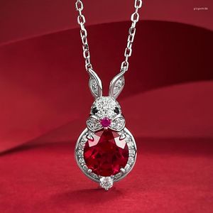 Catene 2023 Ciondolo originale stagionale 8,0 mm Collana completa con diamanti ad alto tenore di carbonio rosso sangue di piccione femminile