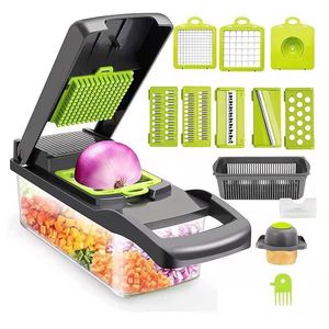 Fruit Vegetable Tools 12 in 1 Multifunctional Slicer Cutter Shredders With Basket Potato Chopper Carrot Grater 230802