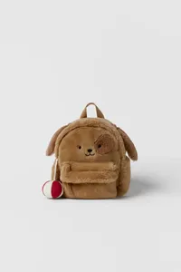 Sırt çantası kahverengi peluş sevimli köpek çocuk küçük balon asılı dekorasyon omuz erkek ve kızlar için kawaii çanta