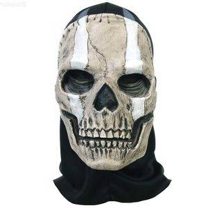 Parti Maskeleri Kafele Oyunu Hayalet Kafatası Özel Maske Cosplay Kostüm Lateks Maskeler Hood Headgear Yetişkin Unisex Cadılar Bayramı Prop Ücretsiz Nakliye L230803