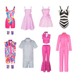 Traje temático de filme Cosplay para mulheres, vestido rosa estrelado, calças, macacões, vestidos de festa de Halloween
