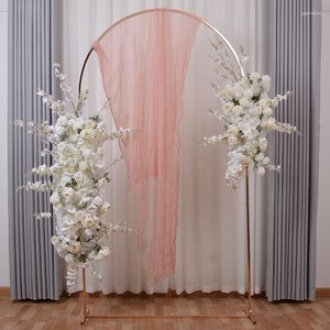 Decorazione per feste 3PCS Oro lucido Grandi archi di fiori Prato all'aperto Matrimonio Porta di benvenuto Cornice per schermi Puntelli Fondali di compleanno Palloncino di pizzo