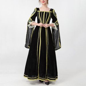 Sıradan Elbiseler Kadın Ortaçağ Vintage Court Partisi Uzun Elbise Kare Boyun Cadılar Bayramı Cosplay Retro Great Maxi için