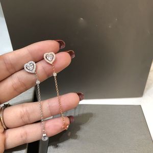 Lüks Dangle Küpeler Jbrand Tasarımcı Top Sterling Silver OY Coeru 0.15 Karat Tek Kalp Şekli Zircon Tassel Zincir Küpe Kadınlar İçin Bir PCS Takı Partisi Hediyesi