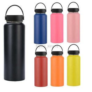 Custom Name 40oz Large Capacity Thermal Hydro Stainless Steel Water Bottle with Straw Lid Vacuum Insulated Flask T Sport HKD230803