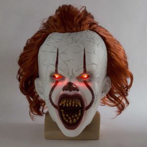 Korku Yeni Led Pennywise Joker Korkunç Maske Cosplay Stephen King Bölüm İkinci Palyaço Lateks Maskeleri Kask Cadılar Bayramı Partisi Props 4.23 S